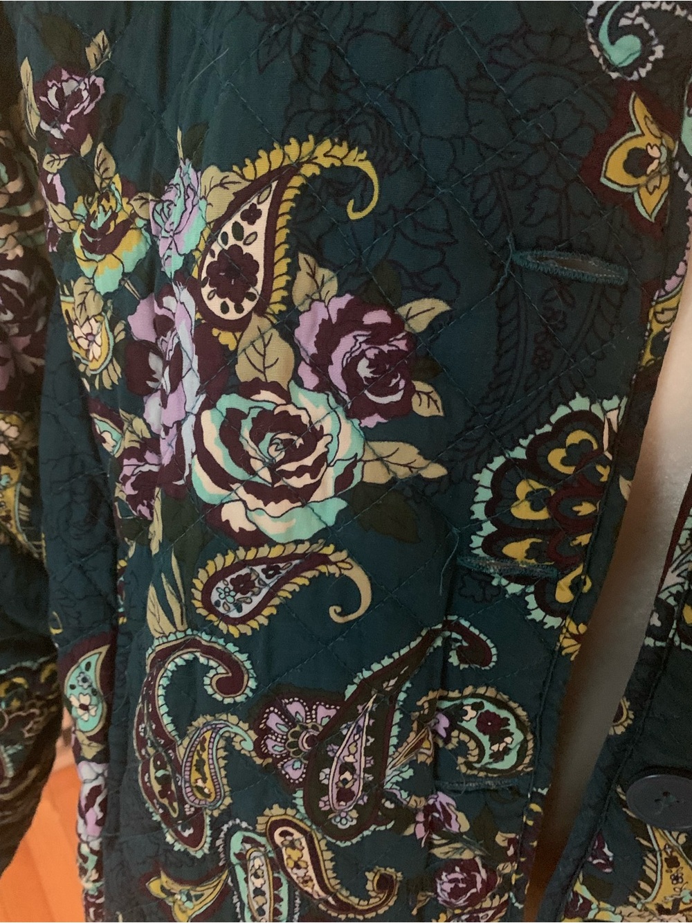 Pappagallo Teal Quilted Paisley Button-Up Jacket - Picture 8 of 10